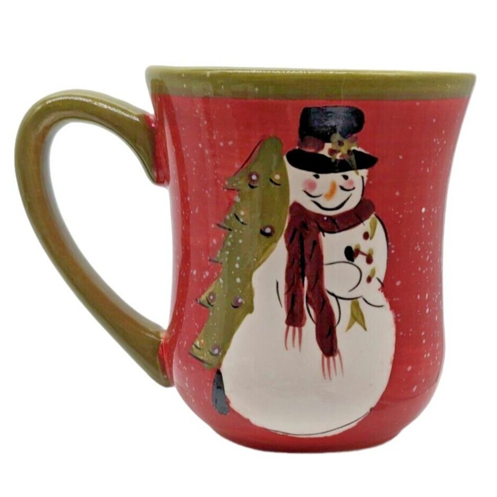 Hand Painted Gibson Snowman Christmas Tree Christmas Holiday Coffee Cocoa Mug